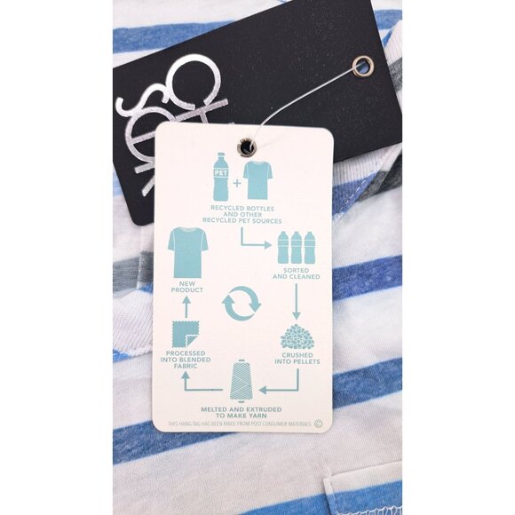 Chaser Recycled Striped Short Sleeve Top Women Size Small Pocket Vented Shirt - Picture 3 of 7